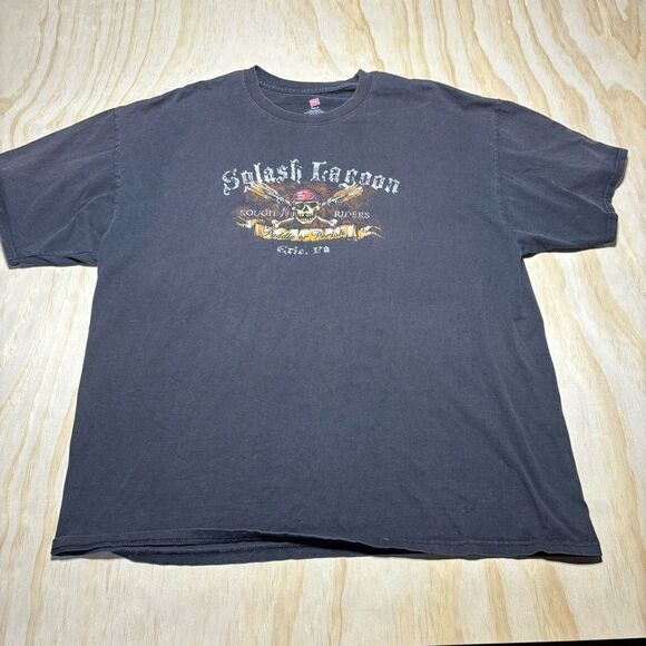 Vintage‎ Splash Lagoon Water Park Rough Riders Pirate T Shirt 2XL Erie Pa Faded - Picture 1 of 7